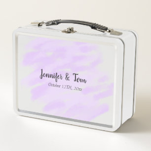 simple minimal add your name custom wedding unity  metal lunch box