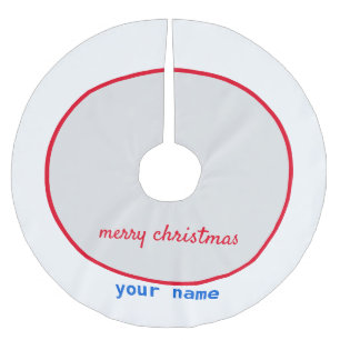 simple minimal add your name merry christmas brushed polyester tree skirt
