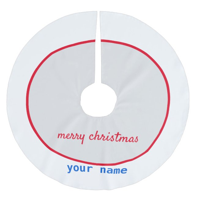 simple minimal add your name merry christmas brushed polyester tree skirt (Front)