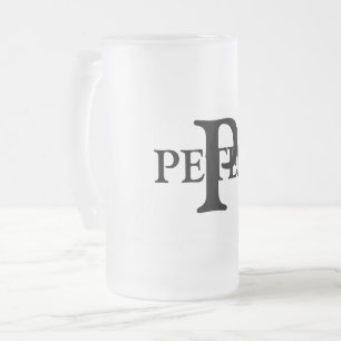 simple minimal add your name MONOGRAM GROOMSMEN Frosted Glass Beer Mug