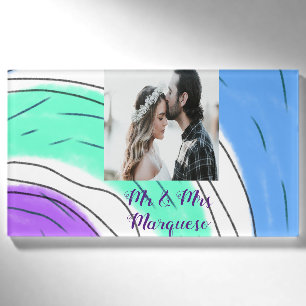 simple minimal add your name photo blue green purp tag