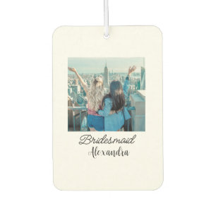 simple minimal add your name photo bridesmaid name car air freshener