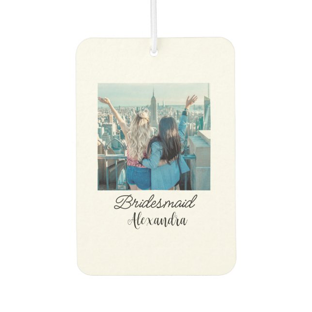 simple minimal add your name photo bridesmaid name car air freshener (Front)