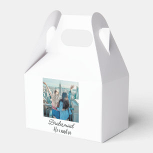 simple minimal add your name photo bridesmaid name favour box