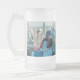 simple minimal add your name photo bridesmaid name frosted glass beer mug