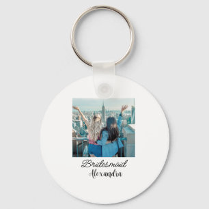 simple minimal add your name photo bridesmaid name key ring