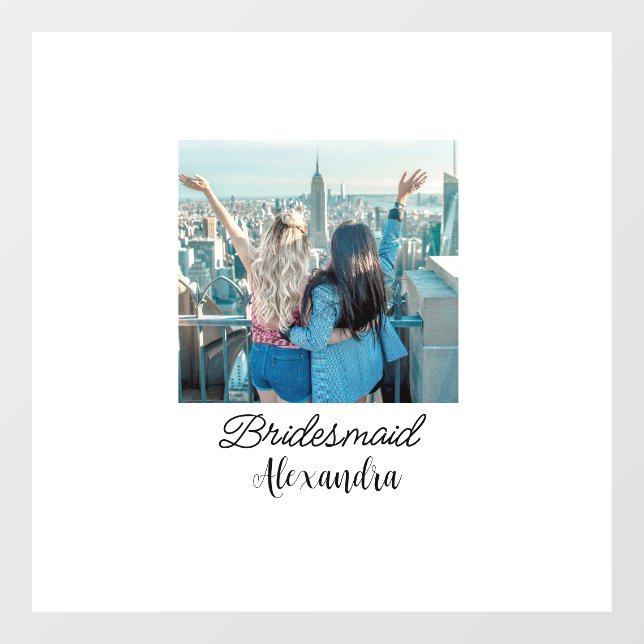 simple minimal add your name photo bridesmaid name window cling (Sheet)