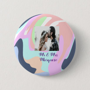 simple minimal add your name photo pastel paint ef 6 cm round badge