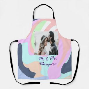 simple minimal add your name photo pastel paint ef apron