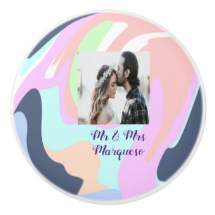 simple minimal add your name photo pastel paint ef ceramic knob