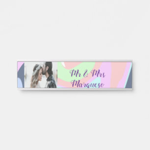 simple minimal add your name photo pastel paint ef door sign