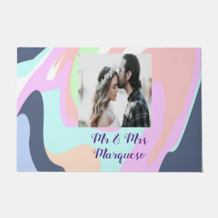 simple minimal add your name photo pastel paint ef doormat