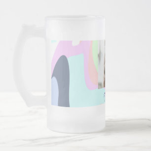 simple minimal add your name photo pastel paint ef frosted glass beer mug