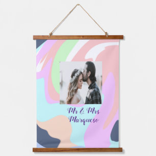 simple minimal add your name photo pastel paint ef hanging tapestry