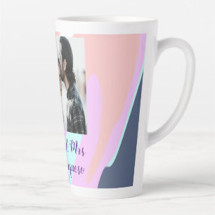 simple minimal add your name photo pastel paint ef latte mug