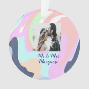 simple minimal add your name photo pastel paint ef ornament