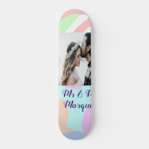 simple minimal add your name photo pastel paint ef skateboard