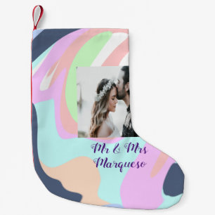simple minimal add your name photo pastel paint ef small christmas stocking