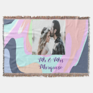 simple minimal add your name photo pastel paint ef throw blanket