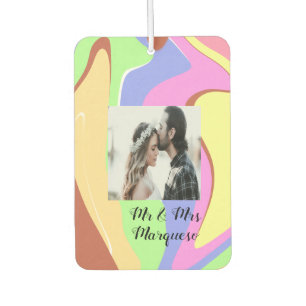 simple minimal add your name photo pink blue green car air freshener