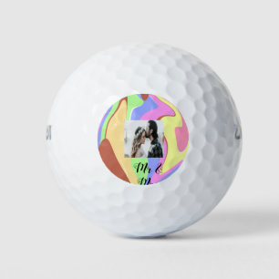 simple minimal add your name photo pink blue green golf balls