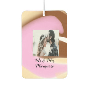 simple minimal add your name photo pink yellow bro car air freshener