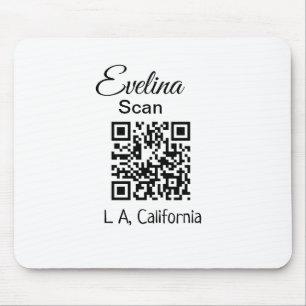 Simple minimal add your name place city q r code t mouse mat