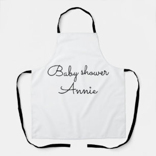 simple minimal add your name text baby shower thro apron