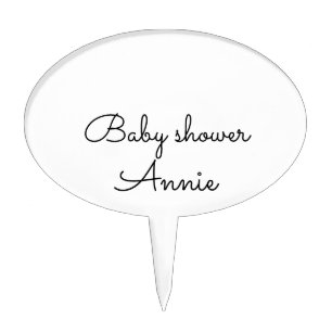 simple minimal add your name text baby shower thro cake pick