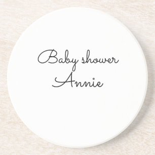simple minimal add your name text baby shower thro coaster