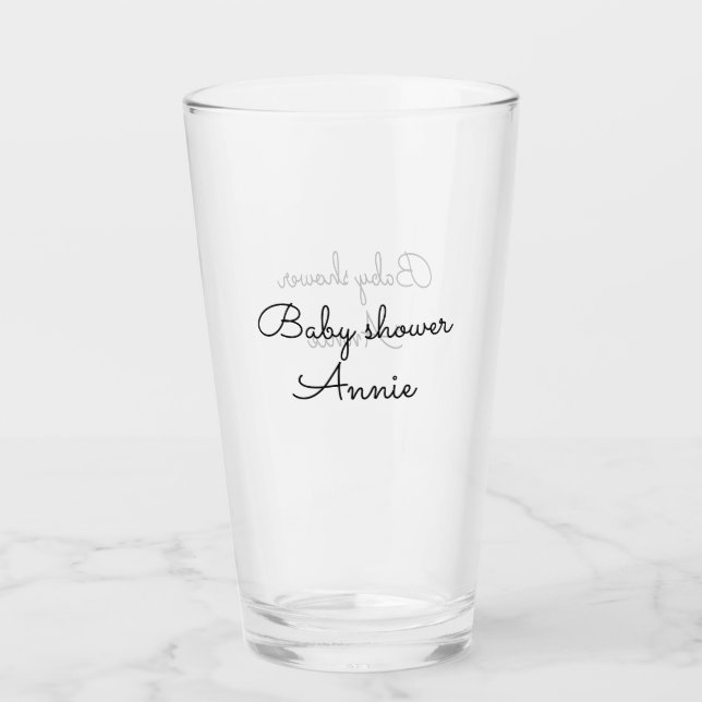 simple minimal add your name text baby shower thro glass (Front)