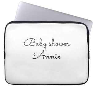 simple minimal add your name text baby shower thro laptop sleeve