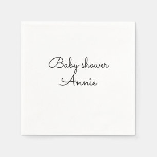 simple minimal add your name text baby shower thro napkin