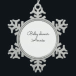 simple minimal add your name text baby shower thro snowflake pewter christmas ornament<br><div class="desc">design</div>