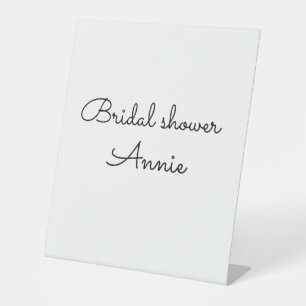 simple minimal add your name text bridal shower t pedestal sign