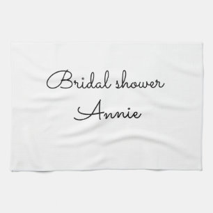 simple minimal add your name text bridal shower  t tea towel