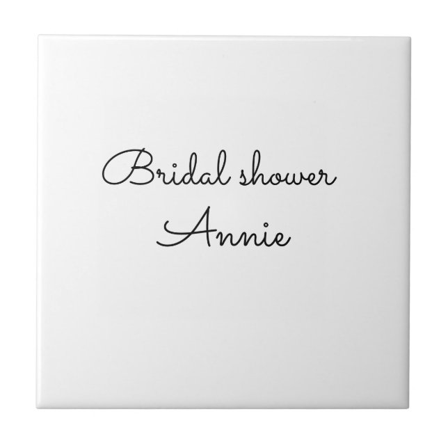 simple minimal add your name text bridal shower  t tile (Front)