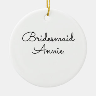 simple minimal add your name text bridesmaid gift ceramic tree decoration