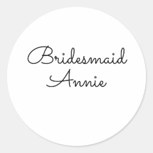 simple minimal add your name text bridesmaid gift classic round sticker