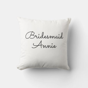 simple minimal add your name text bridesmaid gift cushion