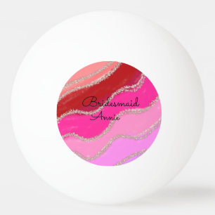 simple minimal add your name text bridesmaid gift  ping pong ball