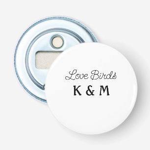 simple minimal add your name text love birds text bottle opener