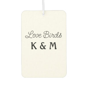 simple minimal add your name text love birds text car air freshener