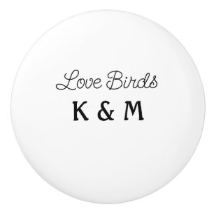 simple minimal add your name text love birds text ceramic knob