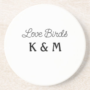 simple minimal add your name text love birds text coaster