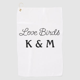 simple minimal add your name text love birds text golf towel