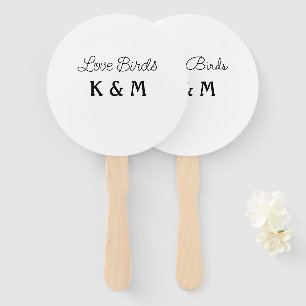 simple minimal add your name text love birds text hand fan