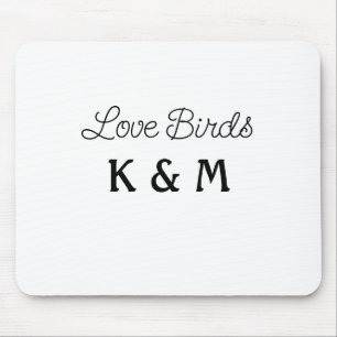 simple minimal add your name text love birds text mouse mat