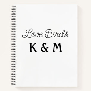 simple minimal add your name text love birds text notebook