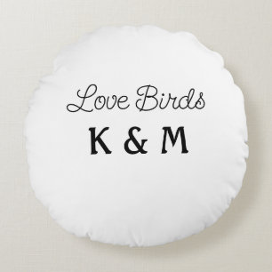 simple minimal add your name text love birds text round cushion